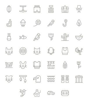 40 retina Listo Delgado línea íconos optimizado para minimalista editable monitor vector