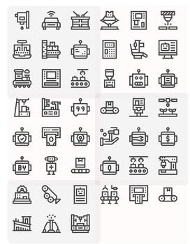 Automated Pixel Aligned Set with 45 64x64 Bold Line Icons vector