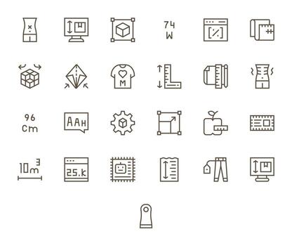 Size Pixel Optimized Set with 25 128x128 Regular Line Icons vector