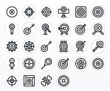 28 Bold Line Pixel Aligned Icons for Bullseye Graphics vector