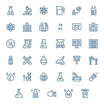 35 Retina Ready Icons for Lab in Display Perfect Regular Line Format vector