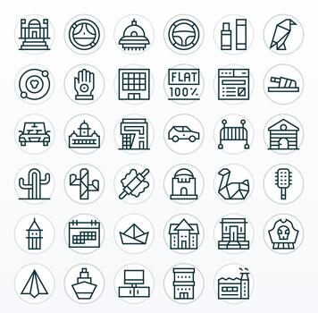 35 64 x 64 regular línea íconos para plano con monitor Perfecto precisión vector