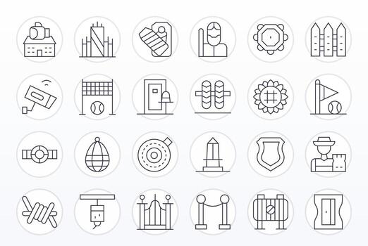 24 256x256 Thin Line Icons optimized for Perimeter PIXEL Perfect display vector