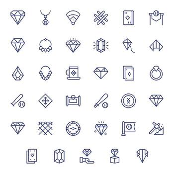 35 128x128 Regular Line Icons optimized for Diamond Detail Enhanced display vector