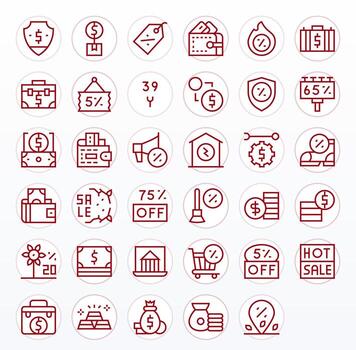 Savings Complete Package with 35 64x64 Regular Line Pixel Optimized Icons vector