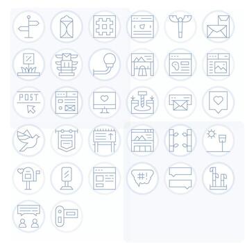 Post Icon Repository containing 32 Thin Line Retina Ready Editable graphics vector