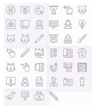 40 256x256 Icons for Graphic Design in Editable Thin Line Format vector