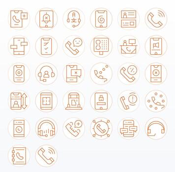 Phone Icon Library with 32 Thin Line High Resolution Editable Designs vector