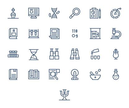 25 256x256 Regular Line Icons for Research with Pixel Aligned precision vector