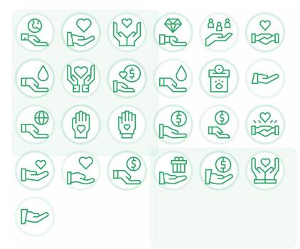 25 cuadrícula equipado 128x128 íconos para dando en elegante regular línea diseño vector