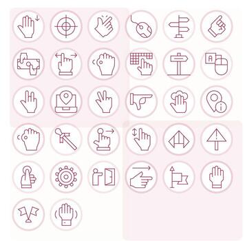 Pointer Icon Collection with 32 High Resolution Thin Line Designs vector