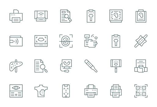 Thin Line Detail Enhanced Icons from Scan Set with 24 64x64 Icons vector