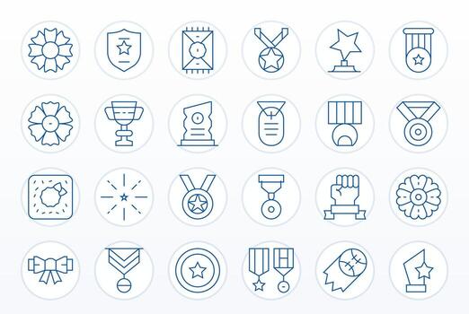 Commendation Complete Package with 24 128x128 Thin Line Display Perfect Icons vector