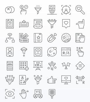 40 256x256 Delgado línea íconos optimizado para selección cuadrícula equipado monitor vector