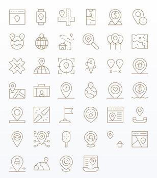 40 Thin Line PIXEL Perfect Icons for Coordinates Graphics vector