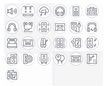 25 monitor Perfecto regular línea íconos diseñado para música jugador interfaz vector