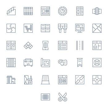 sección digital paquete conteniendo 32 píxel alineado Delgado línea alto resolución íconos vector