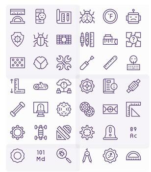 42 Regular Line Pixel Optimized Icons crafted for Technical 64x64 applications vector