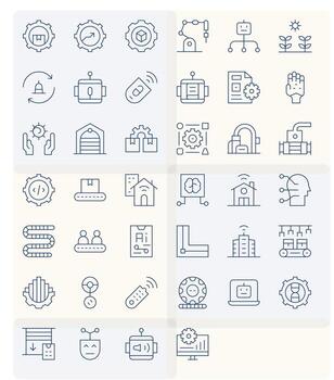 Automation Visual Pack containing 40 Thin Line Editable Icons vector