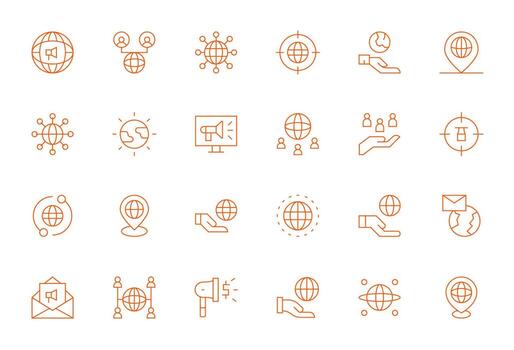 24 Thin Line Icons designed for Outreach in High Resolution Pixel Optimized format vector
