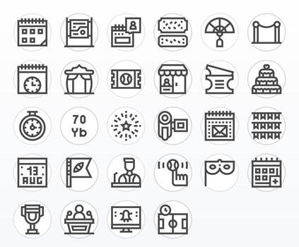Event Design Icons featuring 28 Pixel Aligned Bold Line Style vector