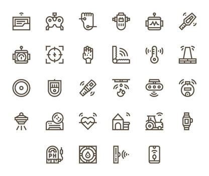 Sensor Comprehensive Bundle with 28 Grid Fitted Bold Line 128x128 Icons vector