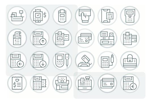 24 Thin Line PIXEL Perfect Icons tailored for Pos 128x128 interface vector