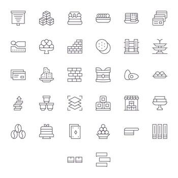 32 Thin Line Icons designed for Stacked in 128x128 Pixel Aligned format vector