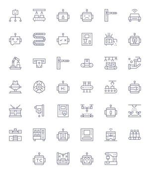 Automated Comprehensive Bundle with 40 Pixel Aligned Thin Line 128x128 Icons vector