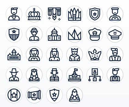 Authority High Resolution Icon Pack with 28 Bold Line Pixel Optimized Elements vector