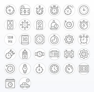 32 Thin Line Display Perfect Designs for Countdown High Resolution Icons vector
