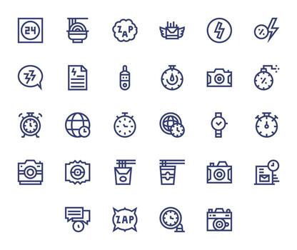 28 negrita línea íconos para instante en crujiente alto resolución detalle mejorado resolución vector