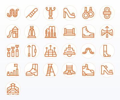 25 Regular Line Icons designed for Climbing in 128x128 Grid Fitted format vector