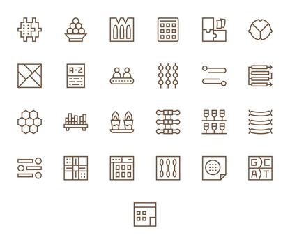 25 regular línea píxel alineado íconos a la medida para arreglo 128x128 interfaz vector