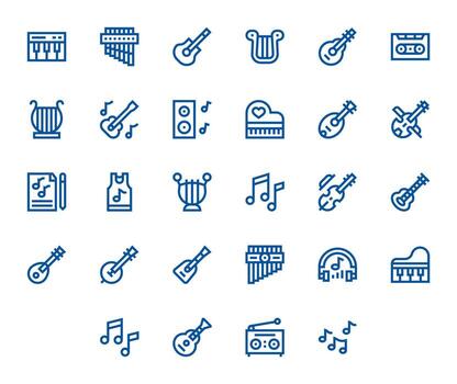 Tune Icon Set with 28 Bold Line 128x128 Display Perfect Graphics vector