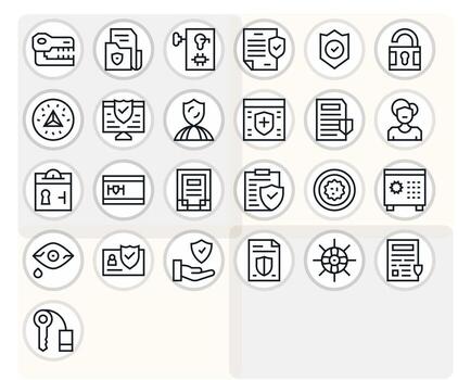 protegido datos esencial conjunto incluso 25 píxel optimizado regular línea retina Listo íconos vector