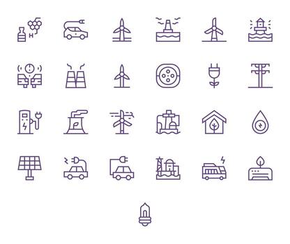 25 256x256 Regular Line Icons optimized for Renewable Energy Pixel Optimized display vector