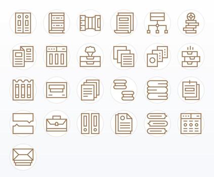 Folders Icon Set with 25 Regular Line 64x64 Editable Graphics vector