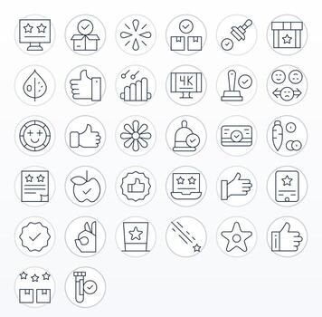 32 Icons inspired by Good in Pixel Optimized High Resolution Thin Line quality vector
