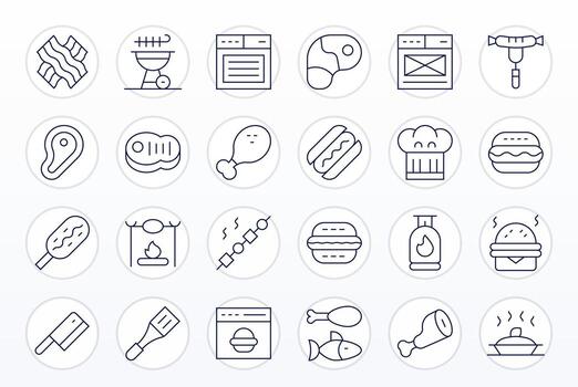 Grill Icon Repository containing 24 Thin Line 256x256 PIXEL Perfect graphics vector