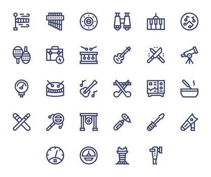 28 Pixel Aligned Bold Line Icons designed for Instrument Interface vector
