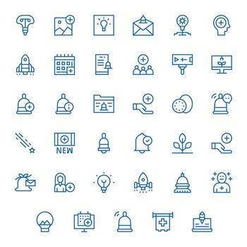 New Design Icons featuring 35 Pixel Optimized Regular Line Style vector
