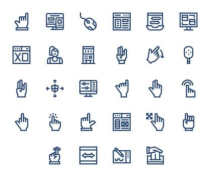 28 Icons inspired by Ui in Grid Fitted High Resolution Bold Line quality vector