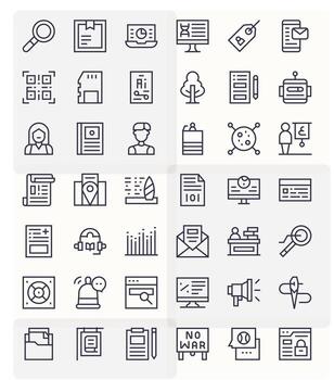 Information Icon Toolkit featuring 42 Pixel Optimized Retina Ready Regular Line elements vector