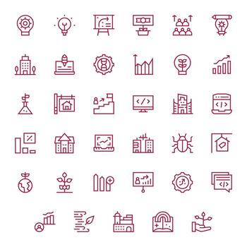 Development Professional Set with 35 Regular Line PIXEL Perfect 256x256 Icons vector
