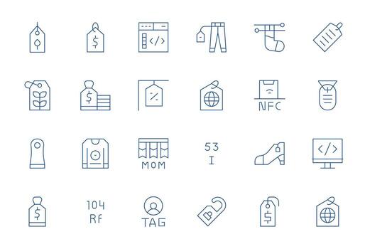 24 Delgado línea íconos diseñado para etiqueta en 128x128 cuadrícula equipado formato vector