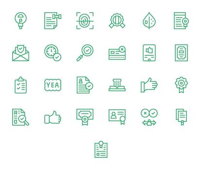25 64x64 Regular Line Icons for Validation with Pixel Aligned precision vector
