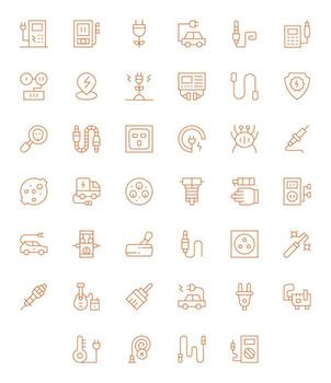 Plug Icon Library with 40 Thin Line 256x256 Pixel Aligned Designs vector