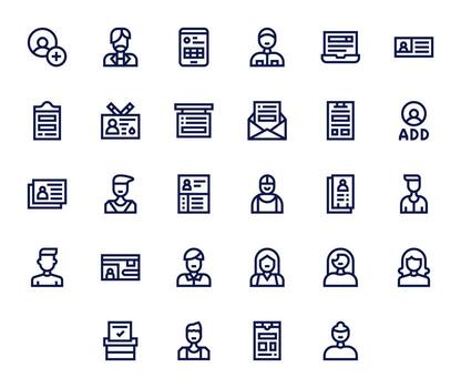 28 íconos para registro optimizado en editable alto resolución negrita línea resolución vector
