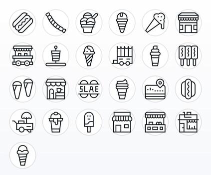 Regular Line Pixel Aligned Icons from Vendor Set with 25 High Resolution Icons vector